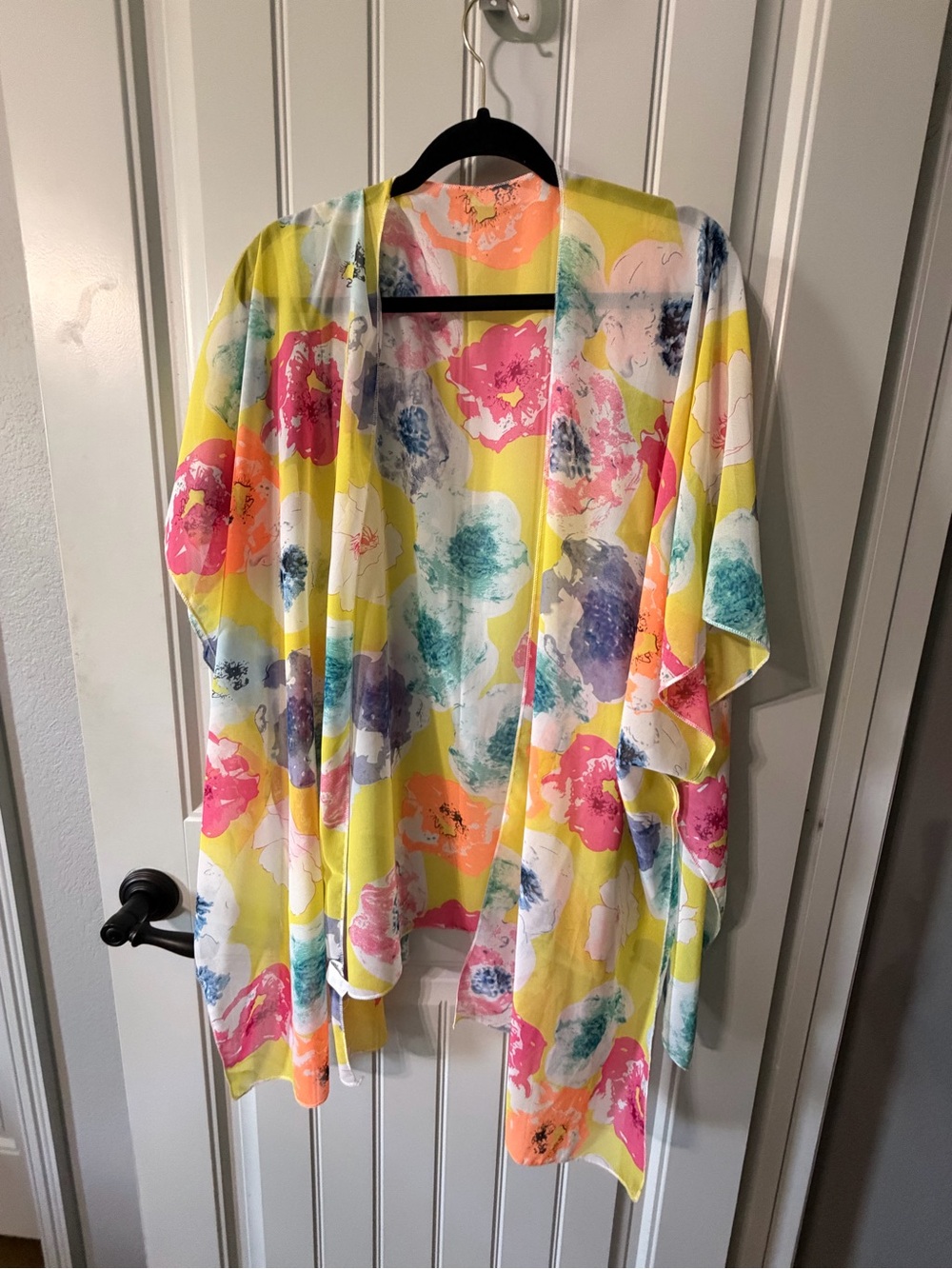 Colorful Floral Watercolor Kimono Cover-Up